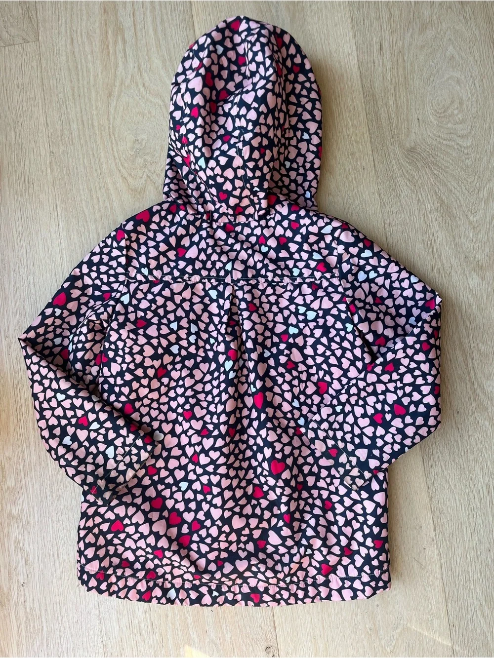Joe Fresh Girls' Heart Print Hooded Raincoat - Pink & Black